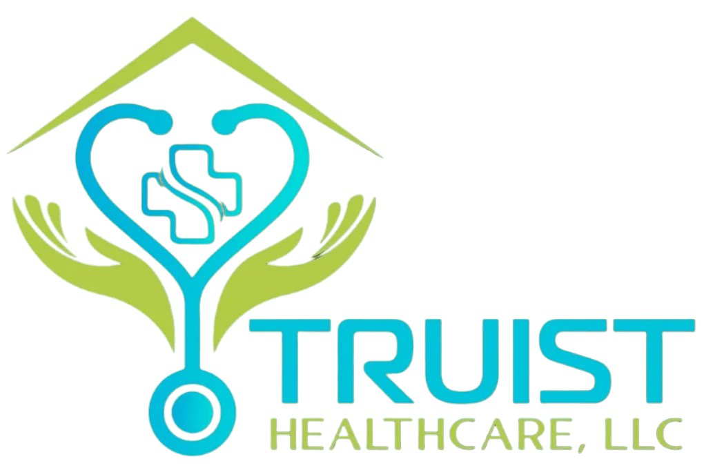A green background with the words truist healthcare.